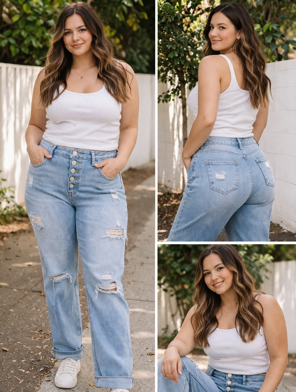 Light Blue High-Rise Distressed Button-Fly Women’s Jeans